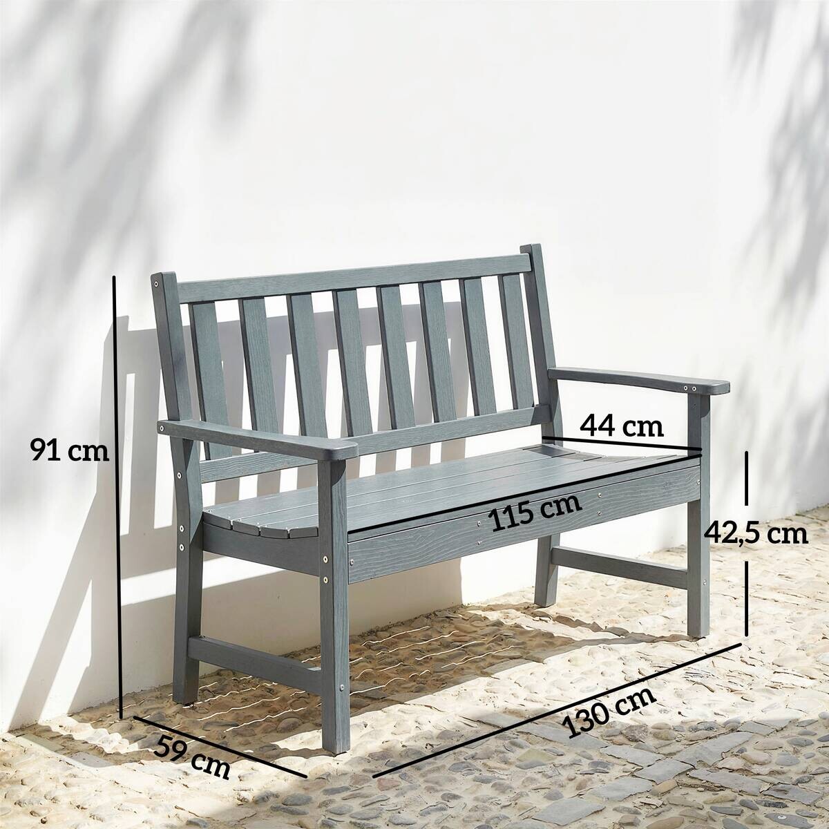 Outsunny Gartenbank grau Kunststoff B/H/L: ca. 59x91x130 cm