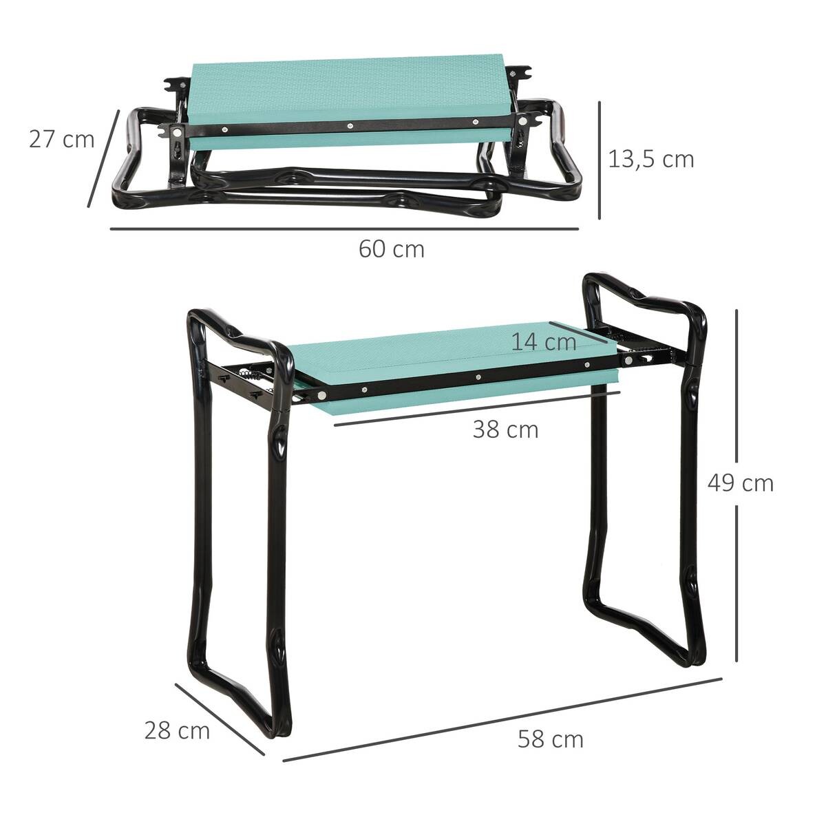 Outsunny Kniebank schwarz B/H/L: ca. 28x49x58 cm