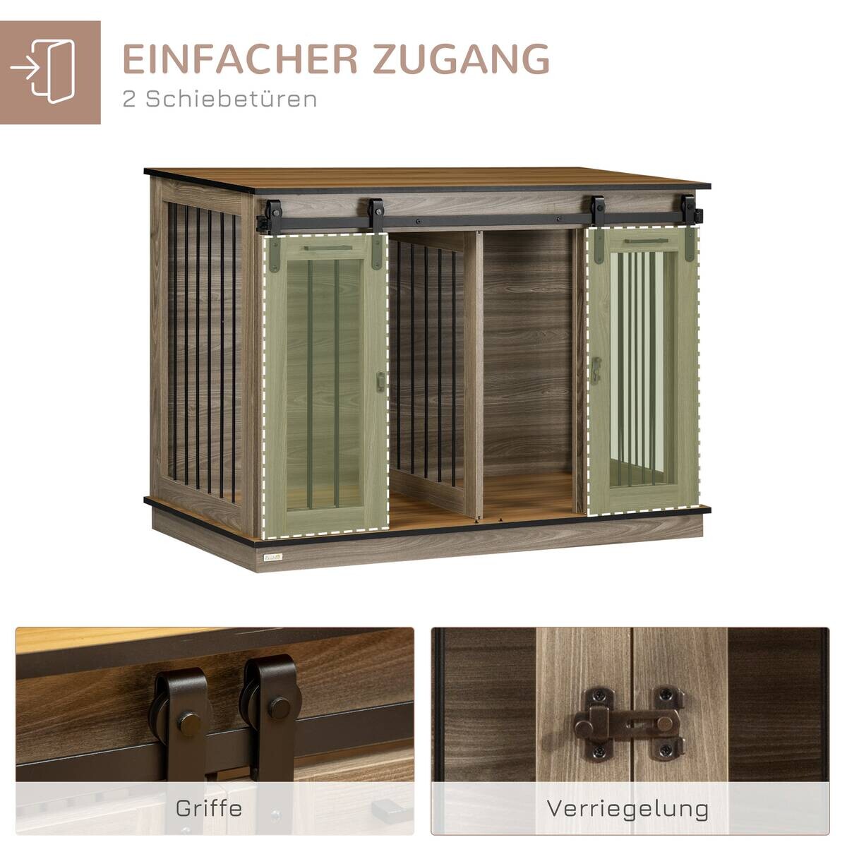 PawHut Hunde-Zubehör Eiche Polypropylen B/H/L: ca. 60x120x88,5 cm