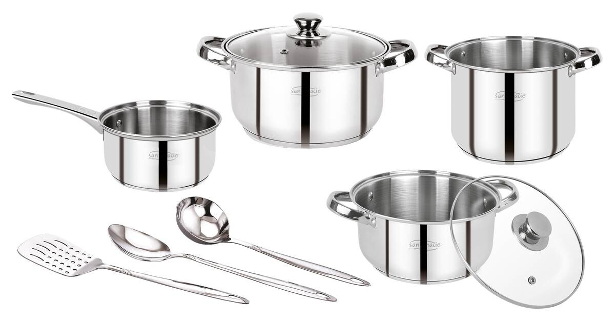 SAN IGNACIO Topfset Lexia silber Edelstahl 9 tlg.