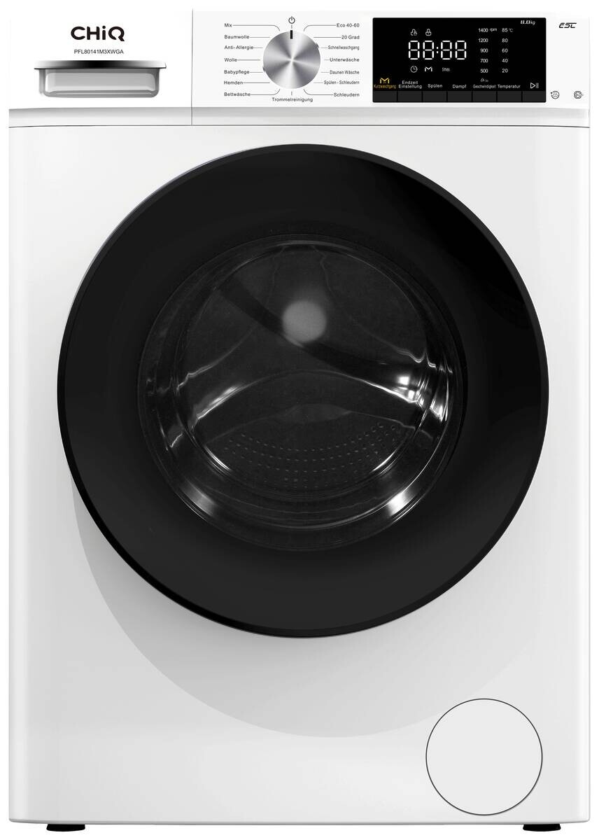 CHiQ Waschmaschine PFL80141M3XWGA EEK: A Spektrum: A bis G 8kg 1400U/min weiß B/H/T: ca. 60x85x52 cm