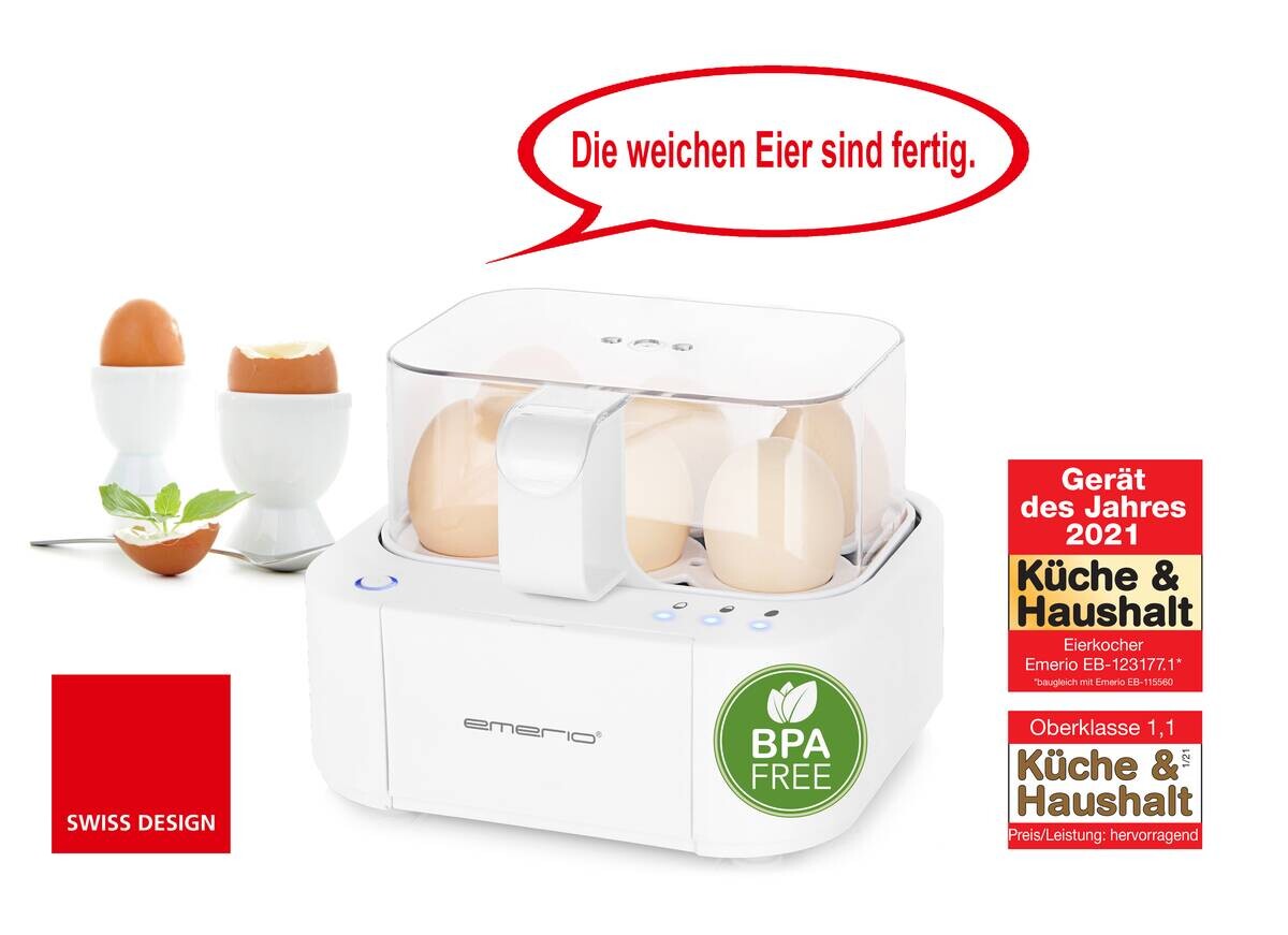 Emerio Eierkocher EB-115560.12 weiß Kunststoff Edelstahl B/H/T: ca. 18x17x14 cm