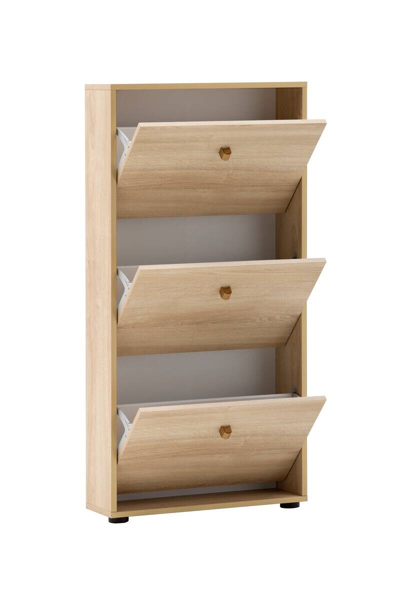 Schuhkipper Flora, 3er Eiche Nachbildung B/H/T: ca. 59,8x122x19,55 cm
