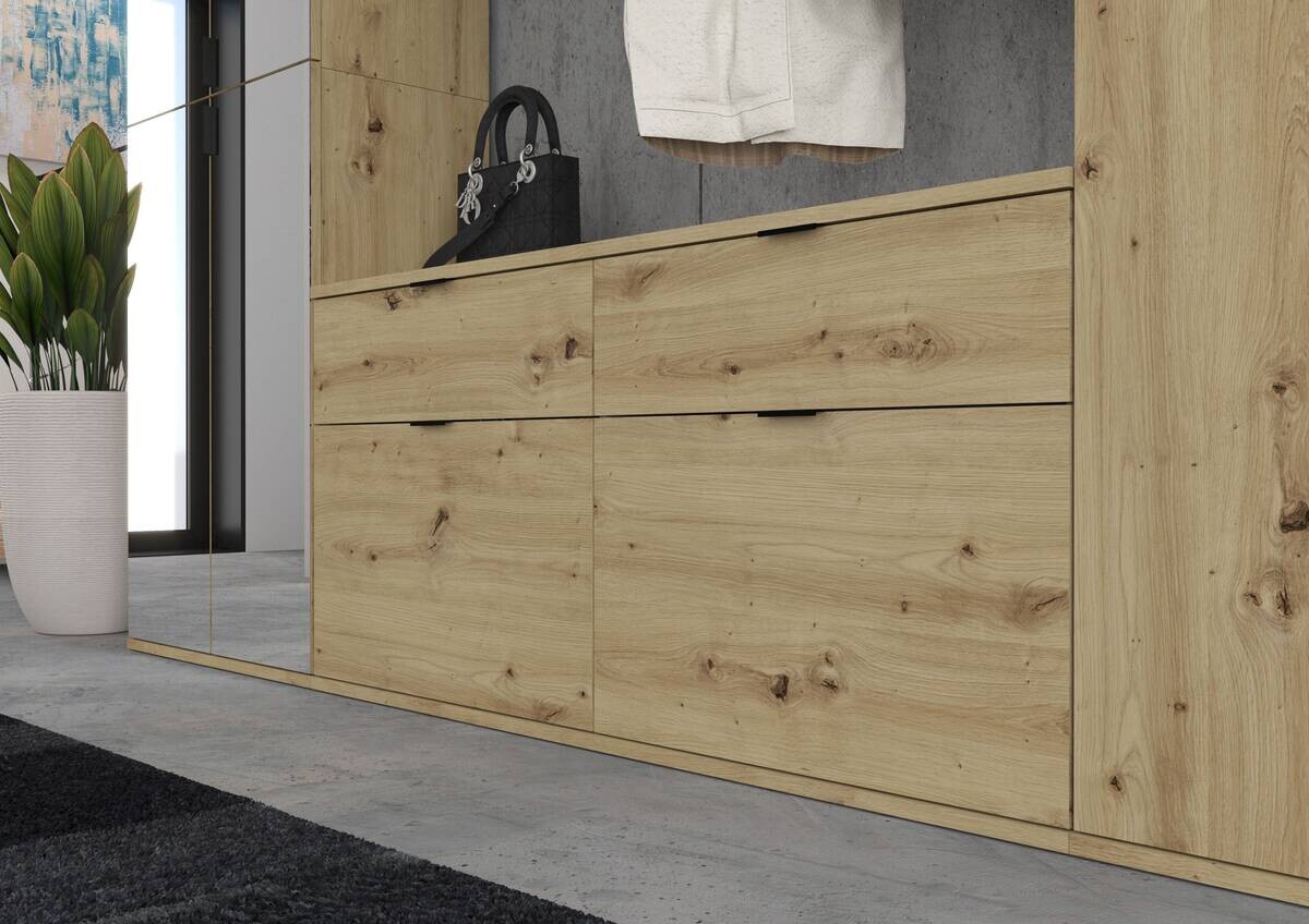 Garderobe PROJEKT Eiche Artisan Nachbildung Spiegel B/H/T: ca. 273x193x34 cm