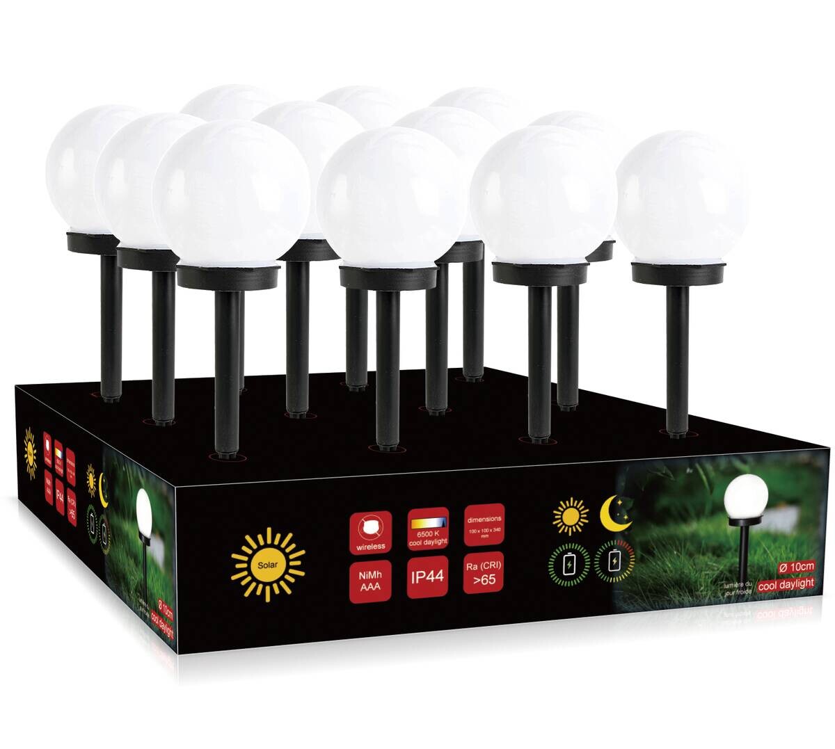 Solarleuchte weiß Kunststoff H/D: ca. 34x10 cm