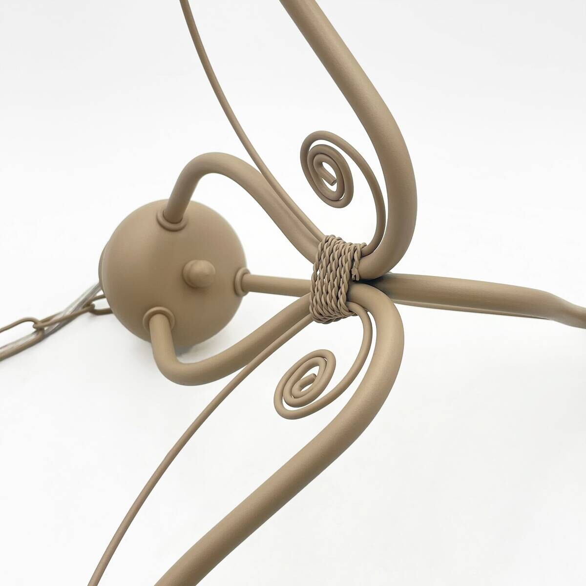 Lamkur Pendelleuchte weiß beige Stahl Glas B/H/L: ca. 41x73x41 cm E27 3 Brennstellen