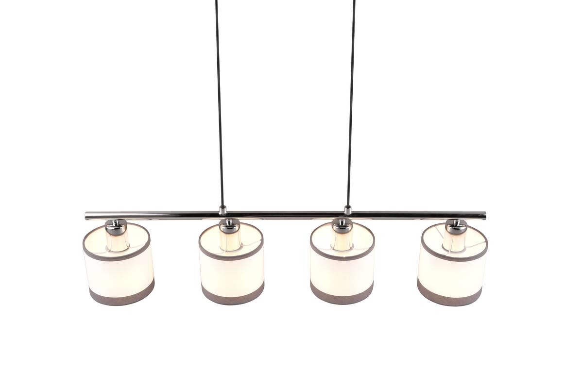Reality Pendelleuchte R31554006 Davos Chrom weiß Metall Stoff B/H/T/D: ca. 75x150x12x12 cm E14 4 Brennstellen