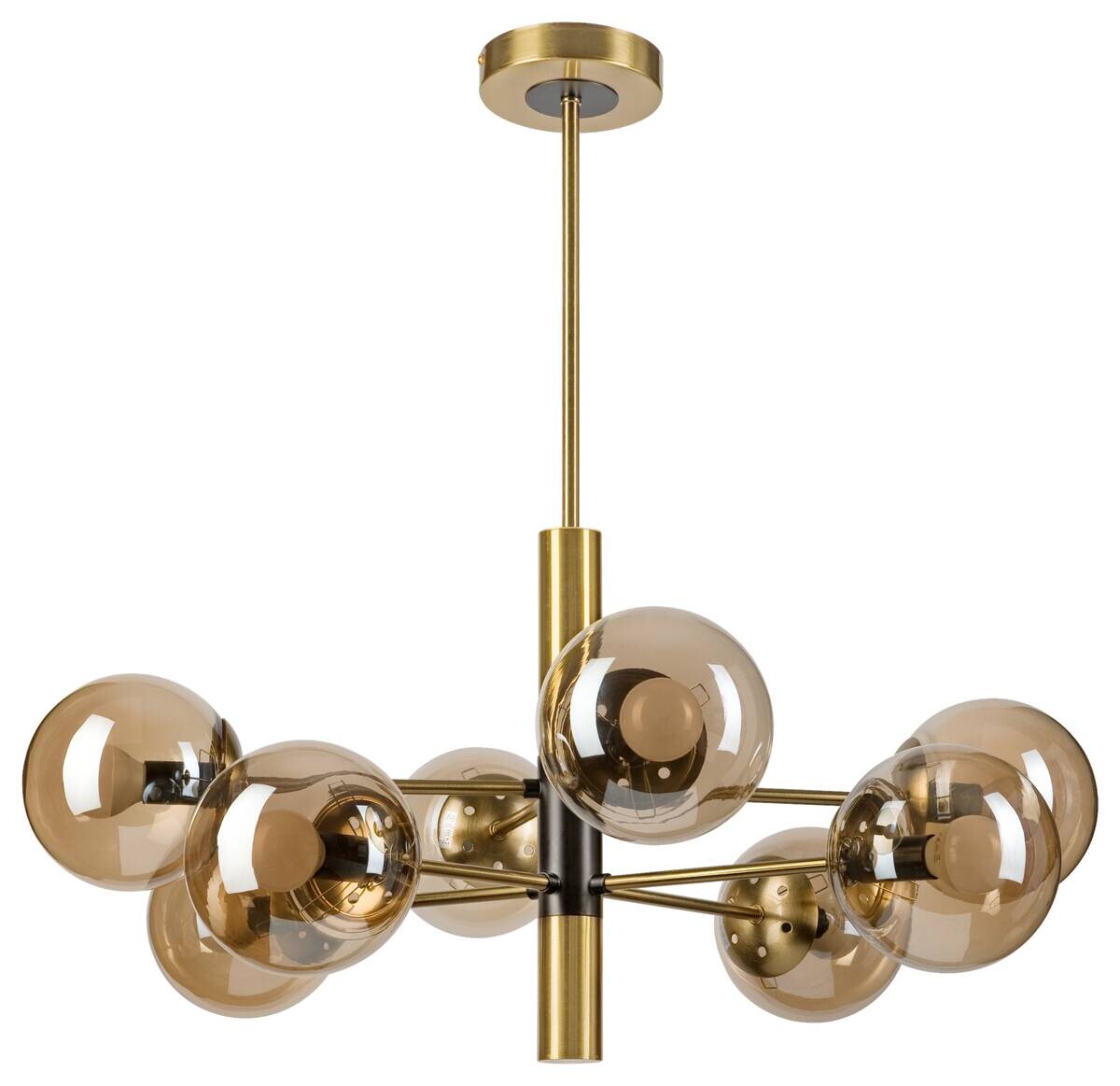 Lamkur Pendelleuchte gold schwarz Metall Glas H/D: ca. 76x68 cm E14 8 Brennstellen