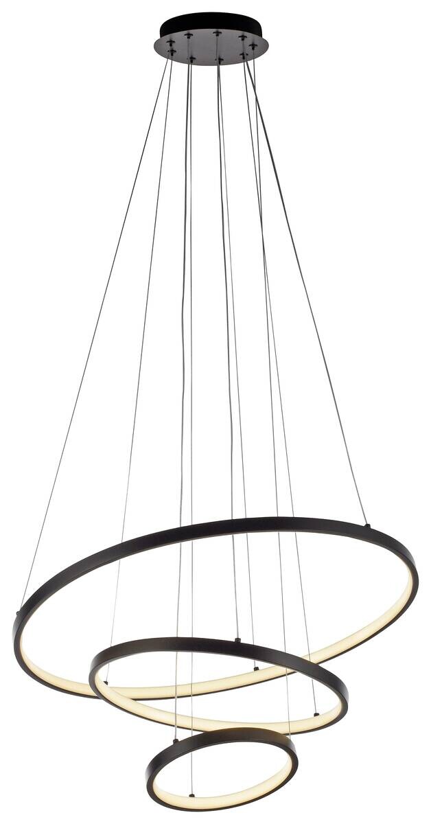 Just Light LED-Pendelleuchte Cerchi schwarz B/H/L: ca. 61x150x61 cm