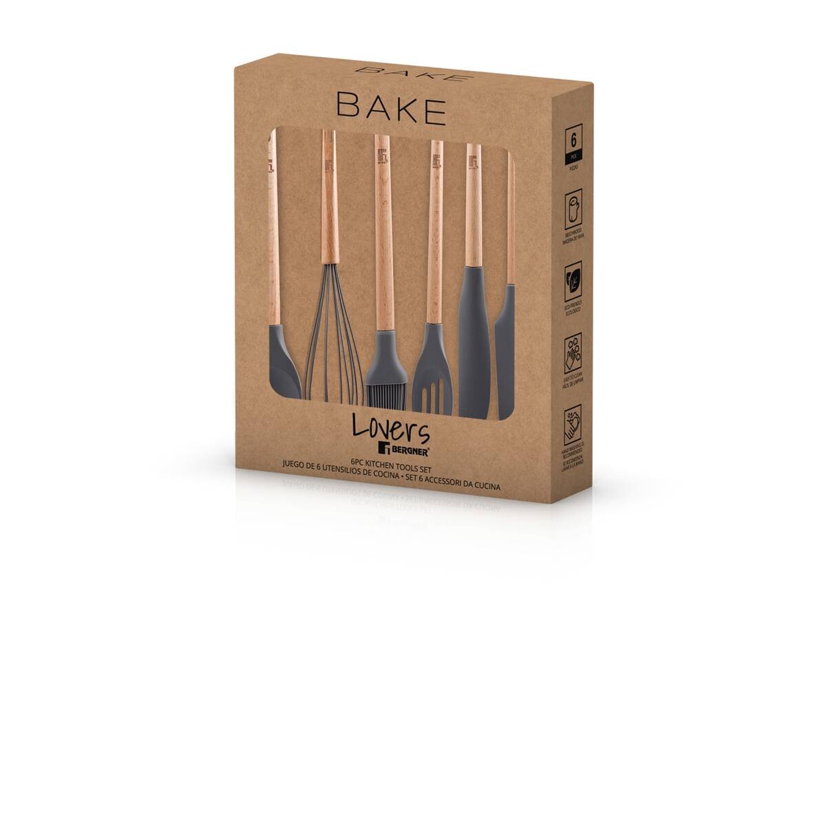 BERGNER Küchenhelferset Baking lovers schwarz Silikon