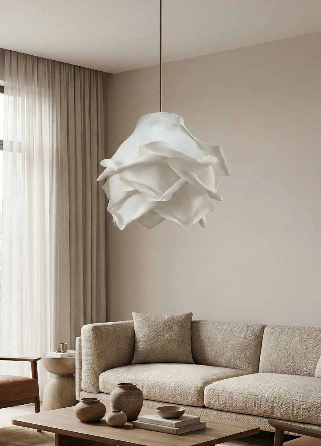 Opviq Pendelleuchte weiß Kunststoff B/H/T/L/D: ca. 58x125x58x58x58 cm E27 1 Brennstellen
