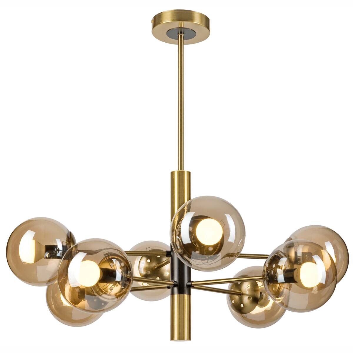 Lamkur Pendelleuchte gold schwarz Metall Glas H/D: ca. 76x68 cm E14 8 Brennstellen