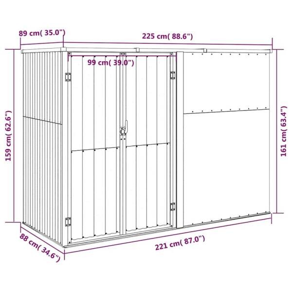 vidaXL Geräteschuppen braun B/H/T: ca. 225x161x89 cm