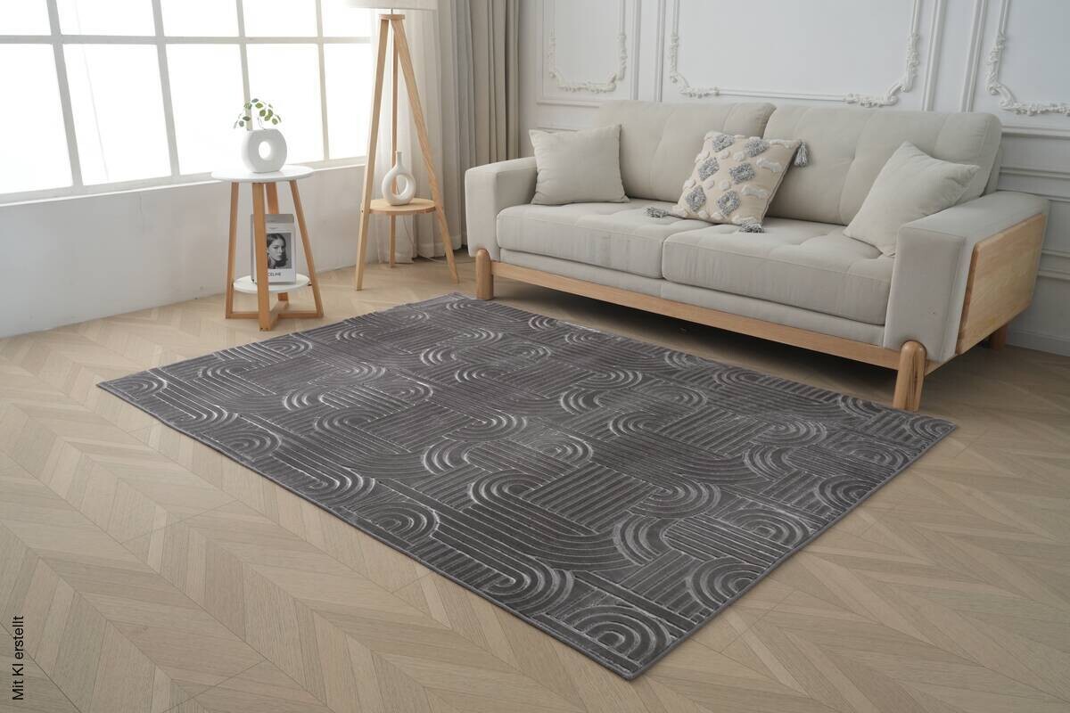 Kayoom Teppich Calma 125 anthrazit B/L: ca. 200x290 cm