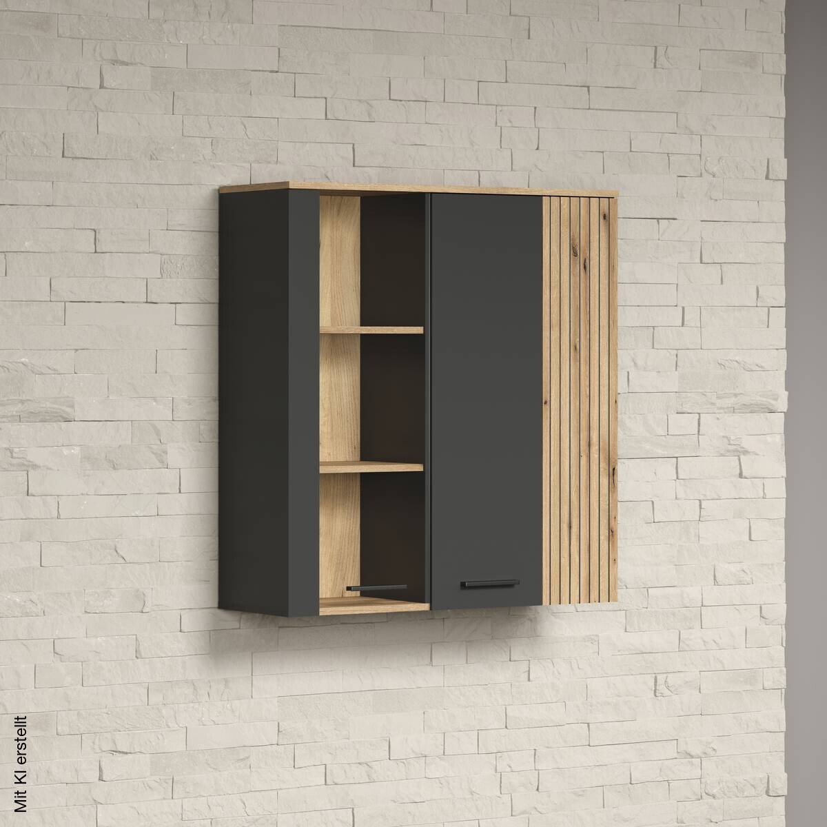 Hängevitrine Esteban anthrazit Eiche Evoke Coast Nachbildung B/H/T: ca. 90x99x34 cm
