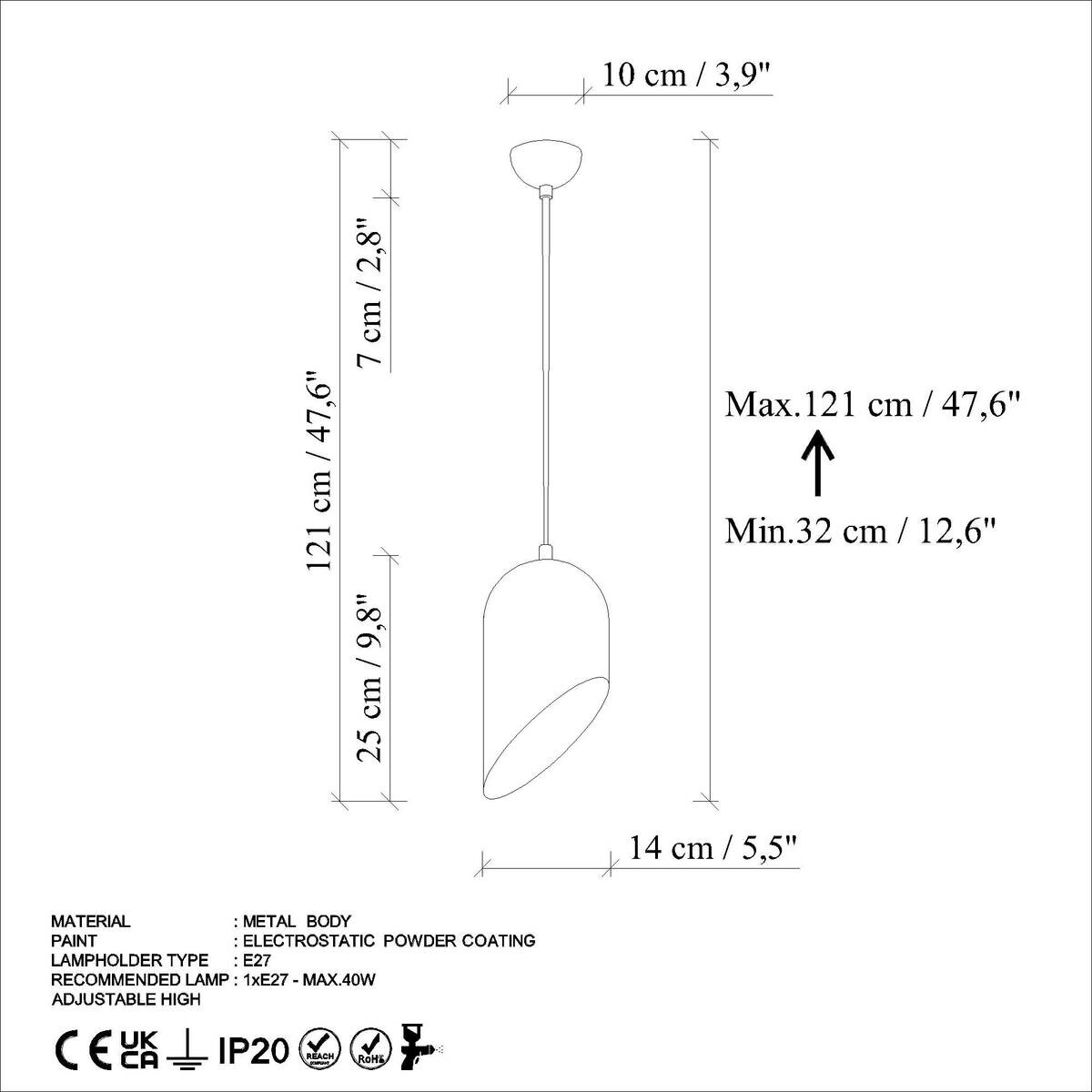 Opviq Pendelleuchte türkis B/H/T: ca. 14x121x14 cm E27 1 Brennstellen