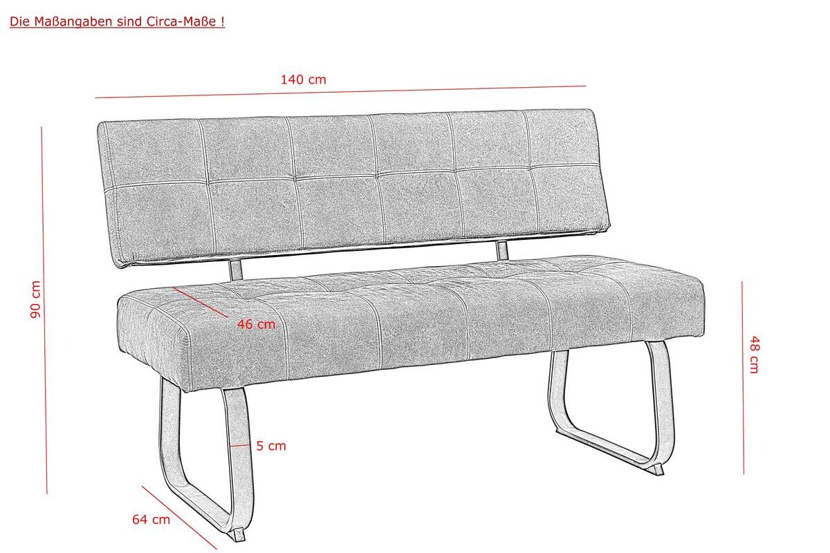 Essgruppe Luise I anthrazit Microfaser B/H/T: ca. 160x76x80 cm