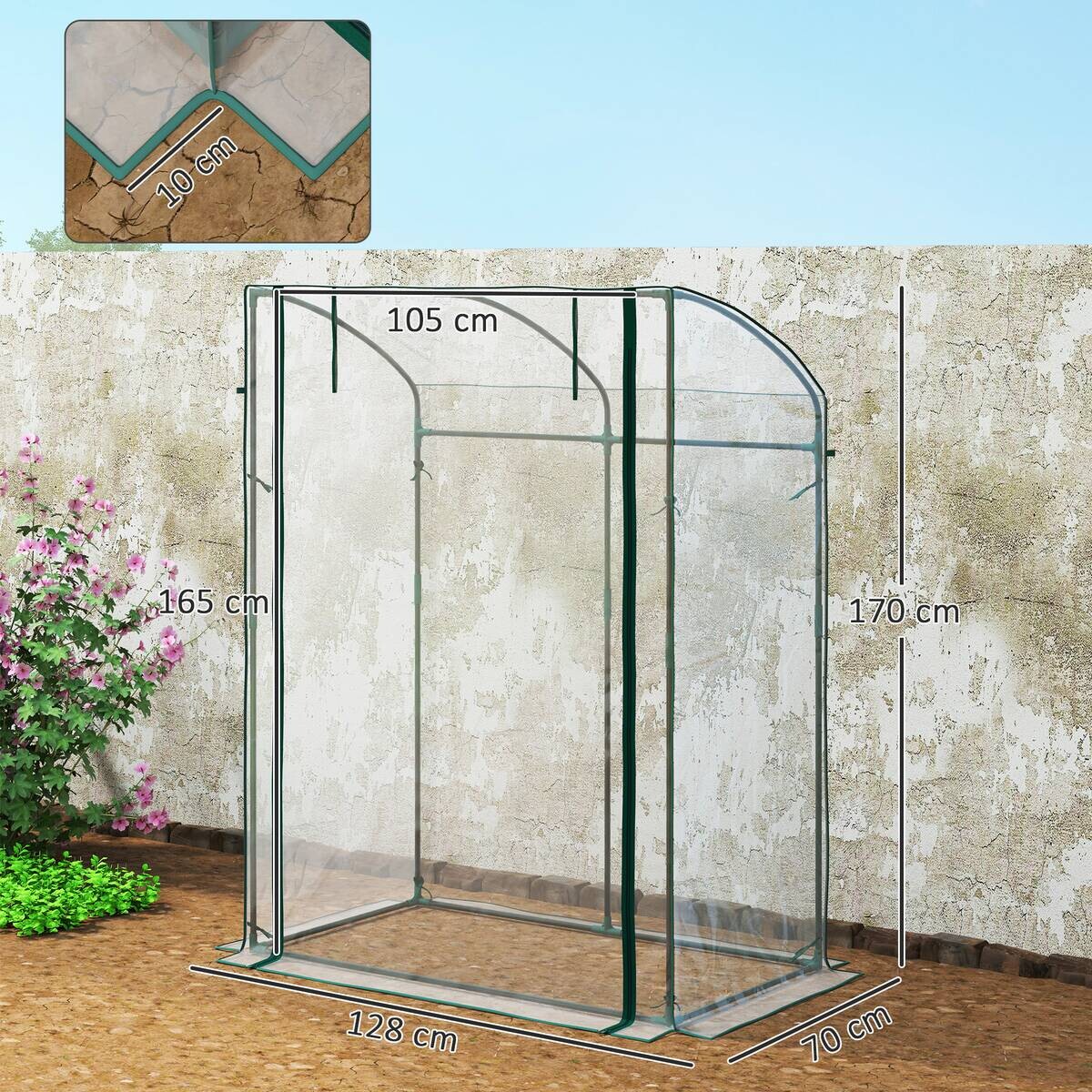 Outsunny Gewächshaus B/H/T/L: ca. 70x170x70x128 cm transparent