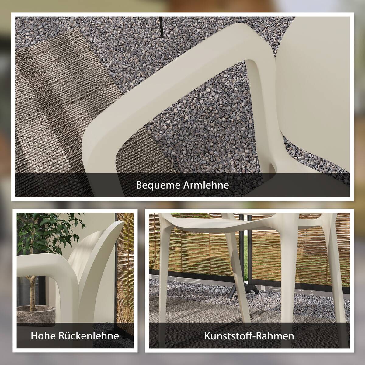 Outsunny Balkonstühle weiß Kunststoff B/H/L: ca. 56x75x60 cm