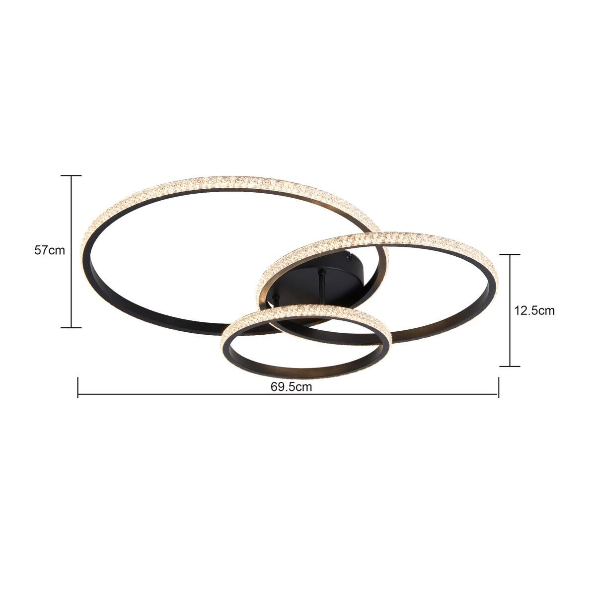 POCOline LED-Deckenleuchte Mica mattschwarz Metall Acryl B/H/L: ca. 50x12,5x77,5 cm