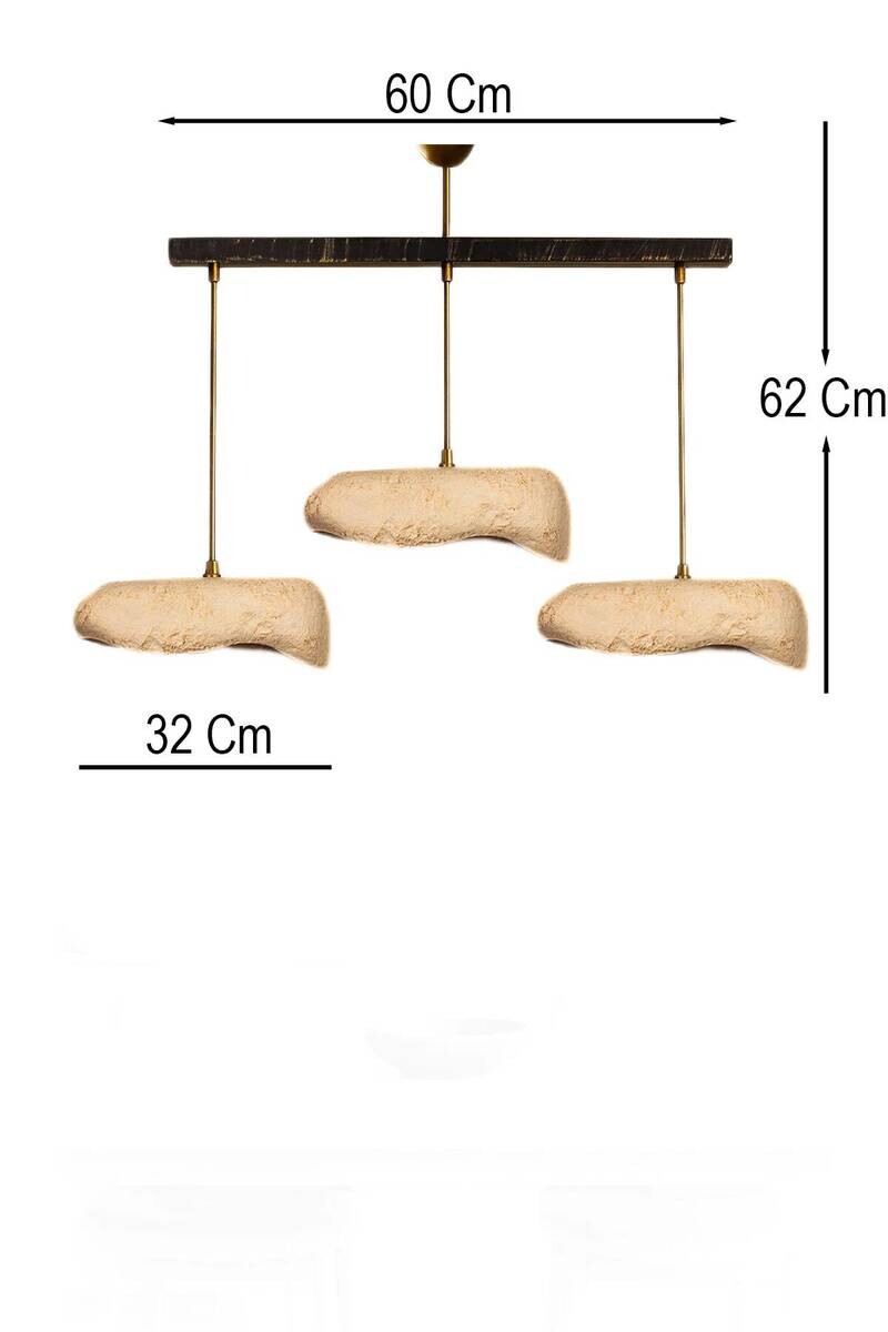 Pendelleuchte creme Metall Beton B/H/L/D: ca. 32x62x32x32 cm E27 3 Brennstellen