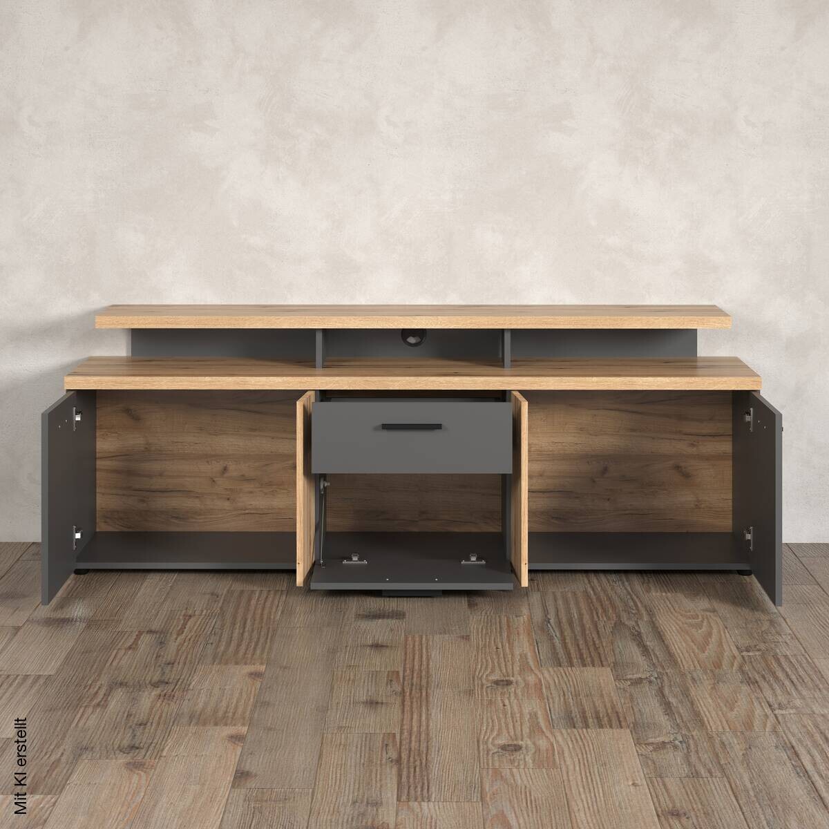 TV-Lowboard Esteban Eiche Evoke Oak Nachbildung anthrazit B/H/T: ca. 180x66x47 cm