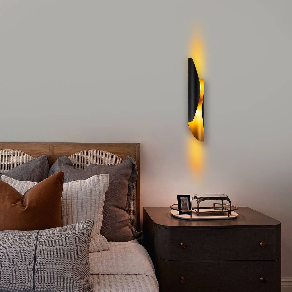 Opviq Wandleuchte schwarz Metall B/H/L: ca. 40x11x8 cm G9 2 Brennstellen