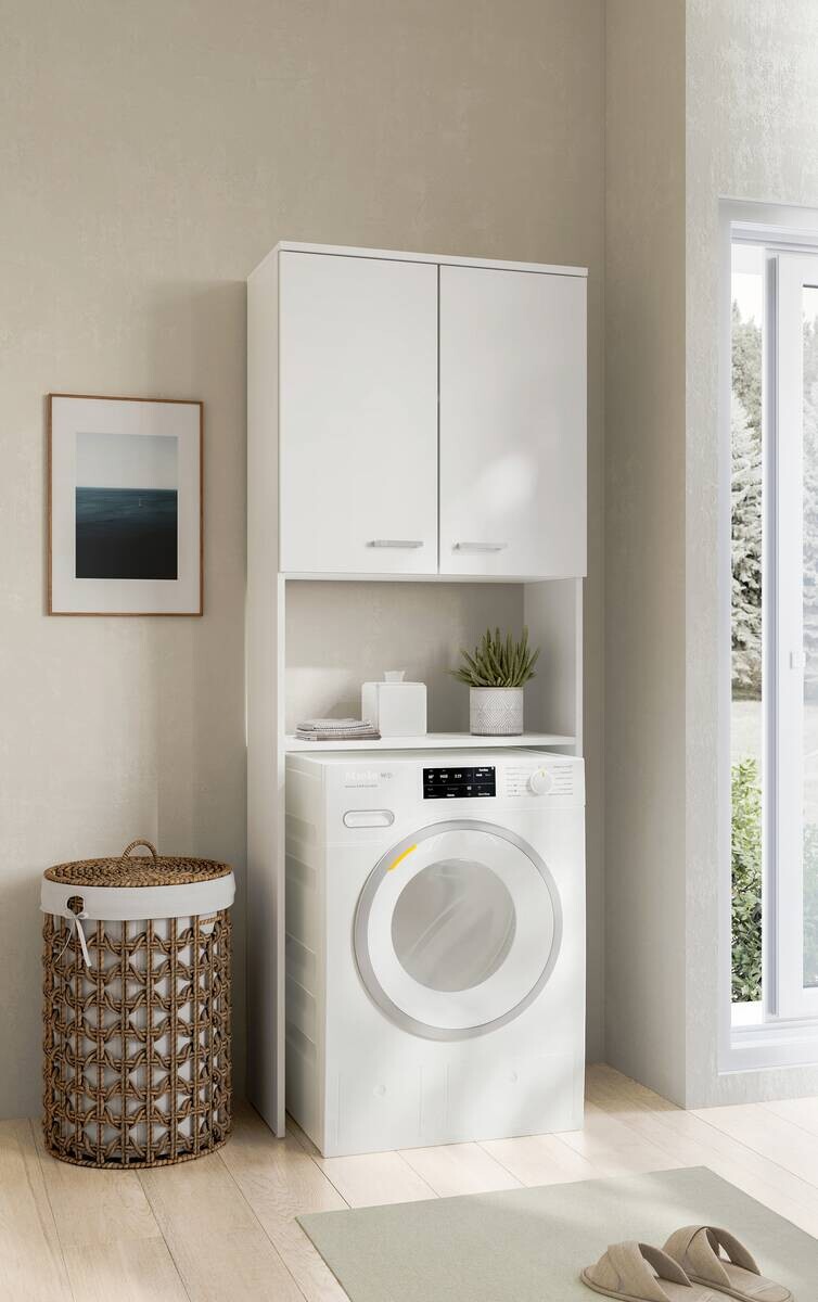 Waschmaschinenumbauschrank Mobes perlweiß B/H/T: ca. 70,3x188,6x32,6 cm