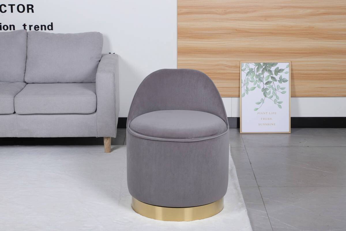 Hocker Viktor 100 grau Samt H/D: ca. 68x52 cm