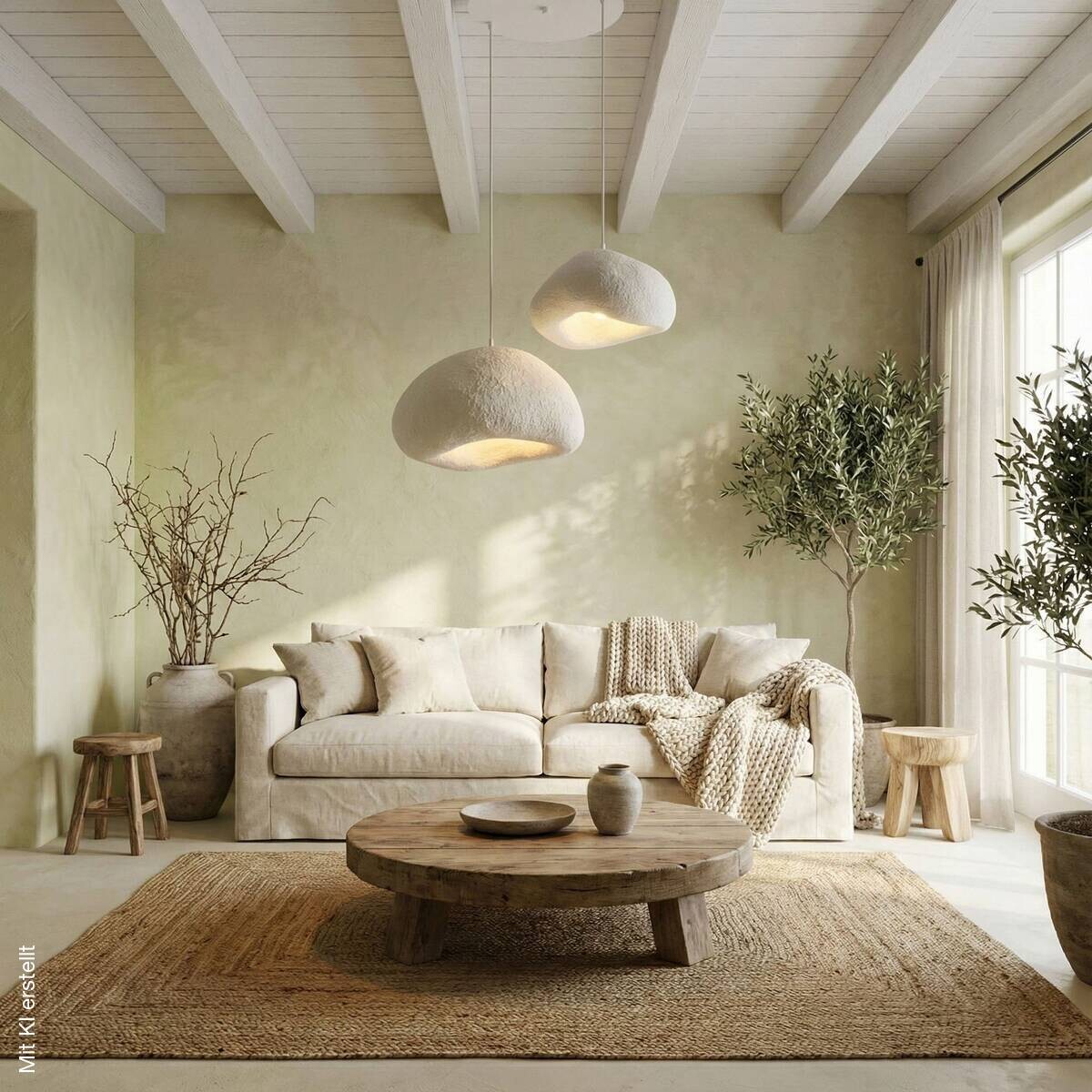Opviq Pendelleuchte weiß Fiberglas Metall B/T/L: ca. 70x70x70 cm E27 2 Brennstellen