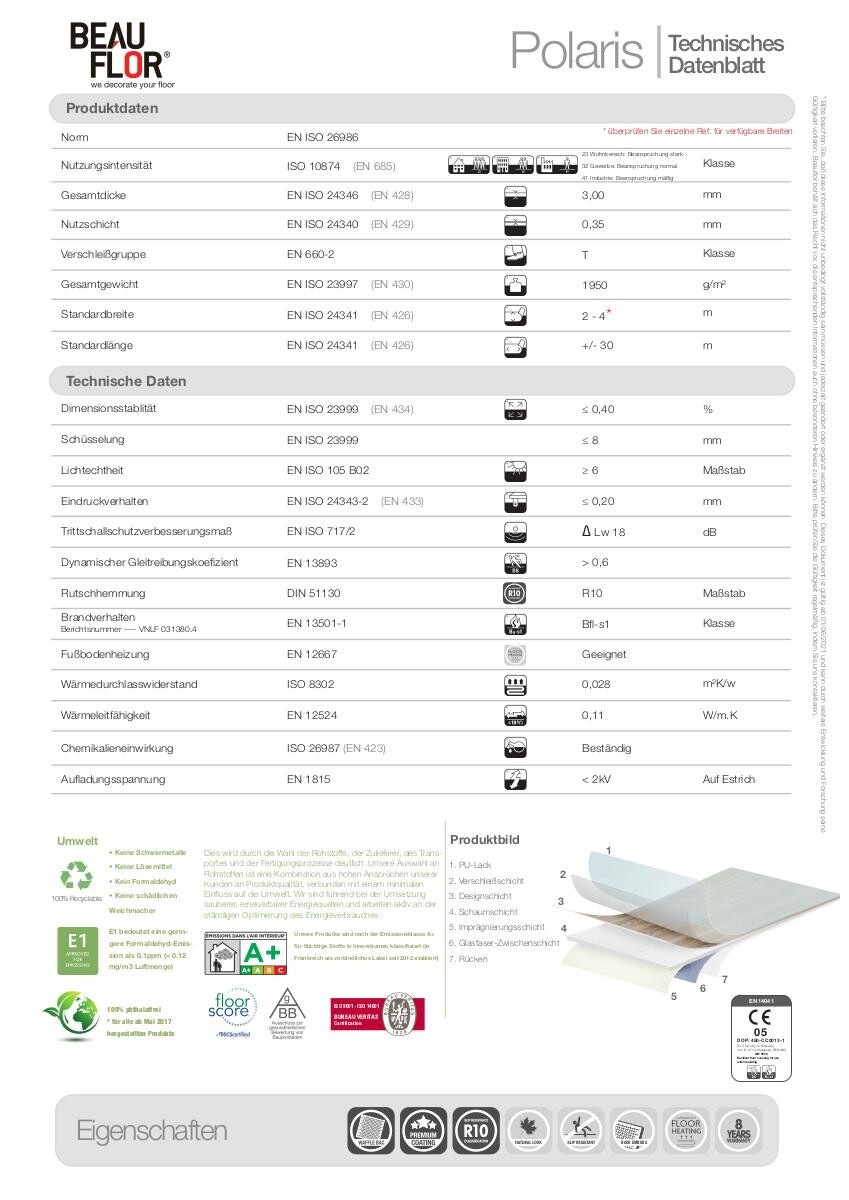 Vinylboden Polaris natur Eiche B: ca. 400 cm pro m²