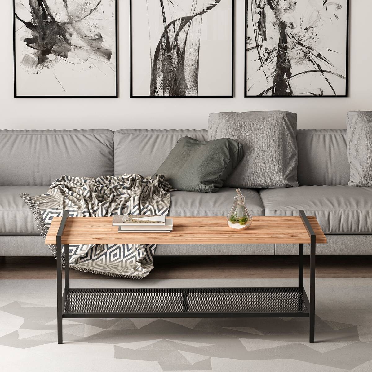 Couchtisch Lara walnuss Nachbildung schwarz B/H/T: ca. 120x45x60 cm
