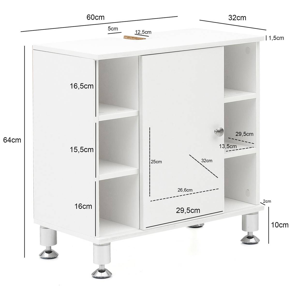 Waschbeckenunterschrank weiß B/H/T: ca. 32x64x60 cm