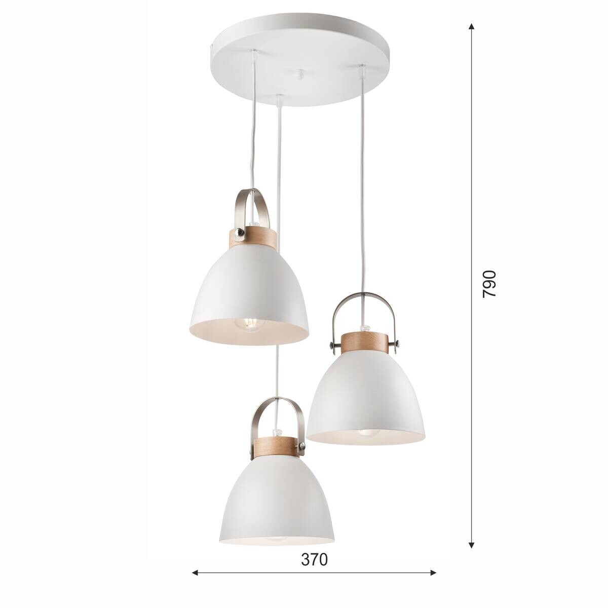 Lamkur Pendelleuchte DANIELLE 31811 weiß Holz Stahl H/L: ca. 79x37 cm E27 3 Brennstellen
