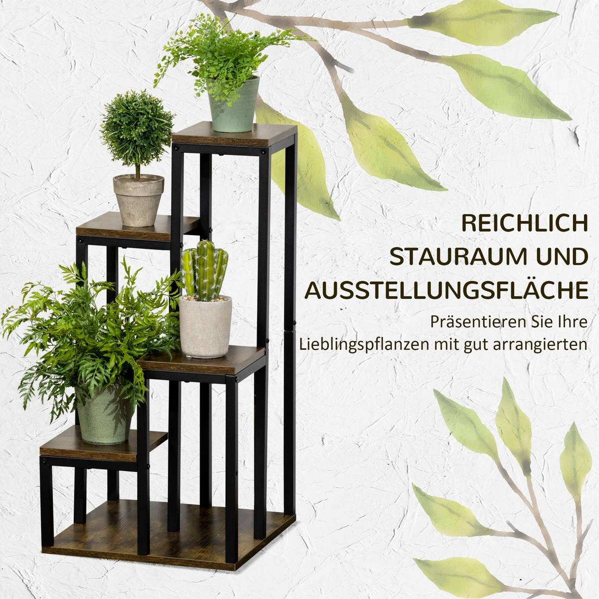 Outsunny Blumenständer braun MDF B/H/L: ca. 40x81x40 cm