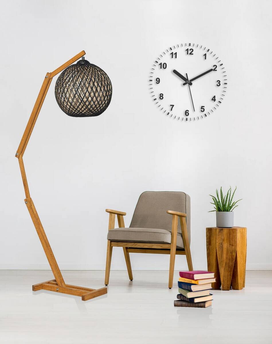 Opviq Stehlampe beige braun Kiefer B/H/T/L/D: ca. 32x140x32x32x32 cm E27 1 Brennstellen