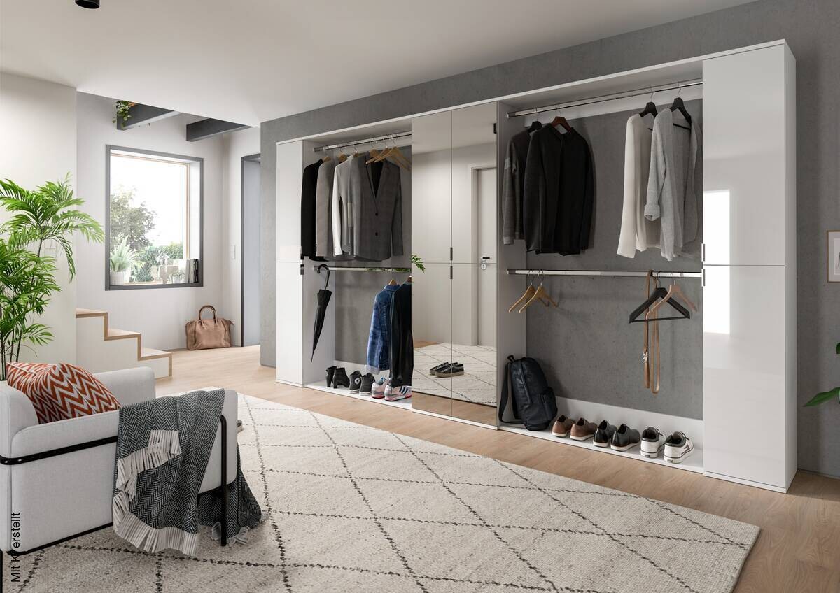 Garderobe PROJEKT X weiß weiß Hochglanz B/H/T: ca. 341x191x37 cm