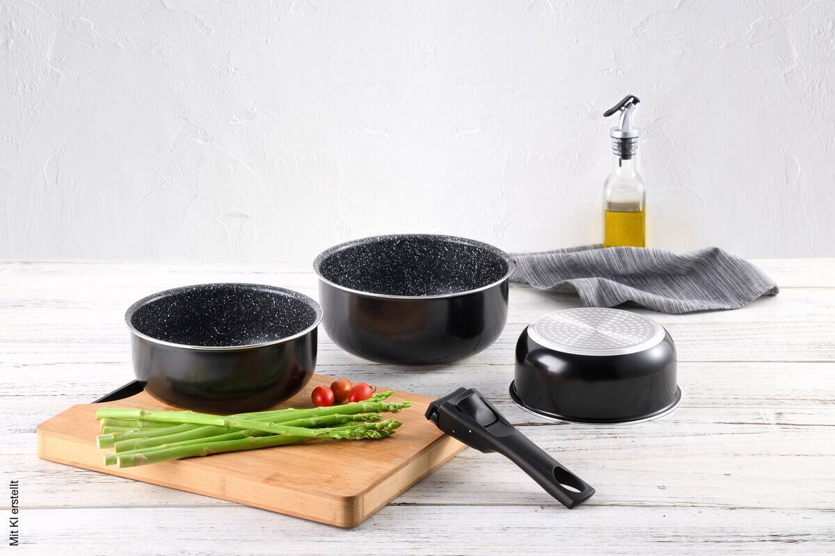 BERGNER Topfset Click & cook black schwarz Aluminium 4 tlg.