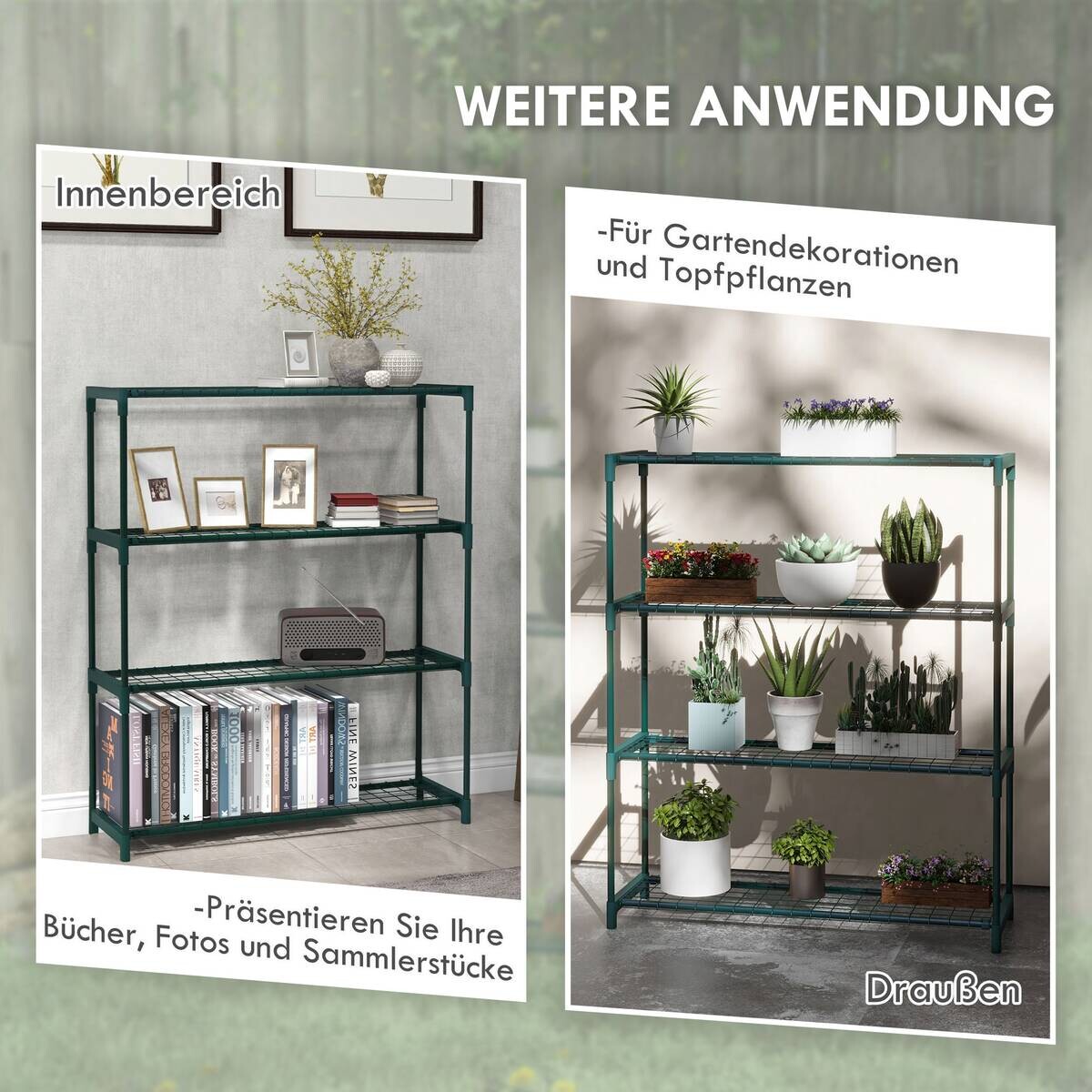 Outsunny Pflanzständer dunkelgrün Polypropylen B/H/L: ca. 28x89x107 cm