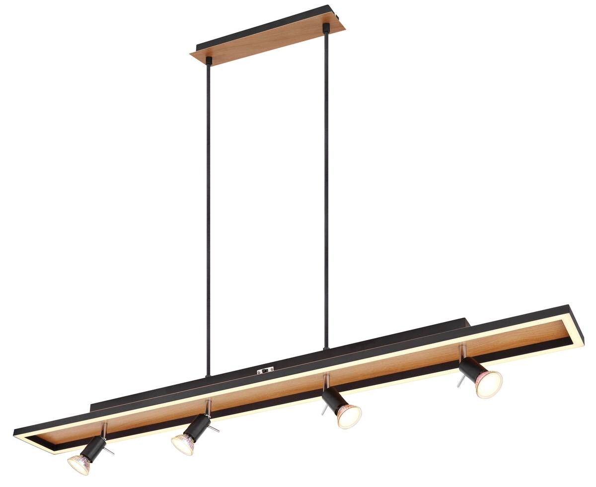 GLOBO Pendelleuchte 57034-4H Ida schwarz Opal Metall Kunststoff B/H/T: ca. 116x120x12 cm null 5 Brennstellen