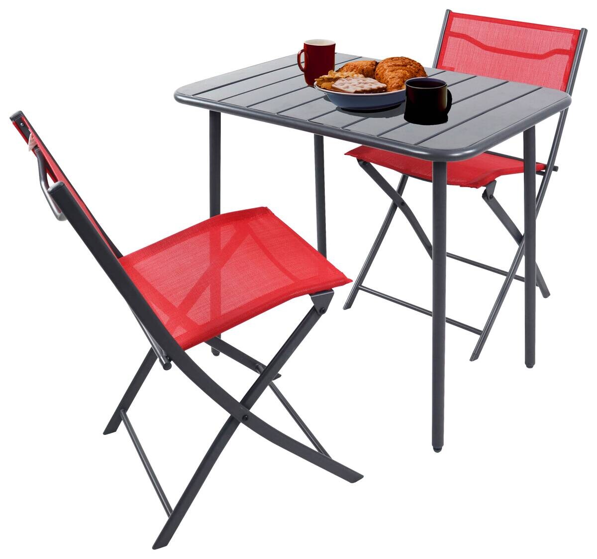 VCM Gartensitzgruppe Sumila rot Stahl B/H/L: ca. 80x72x55 cm