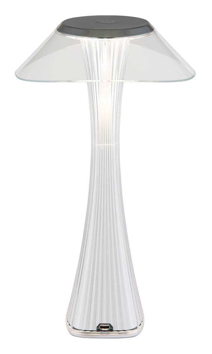 GLOBO Tischleuchte weiß klar Chrom Acryl Kunststoff H/D: ca. 27,4x15,1 cm 1 Brennstellen