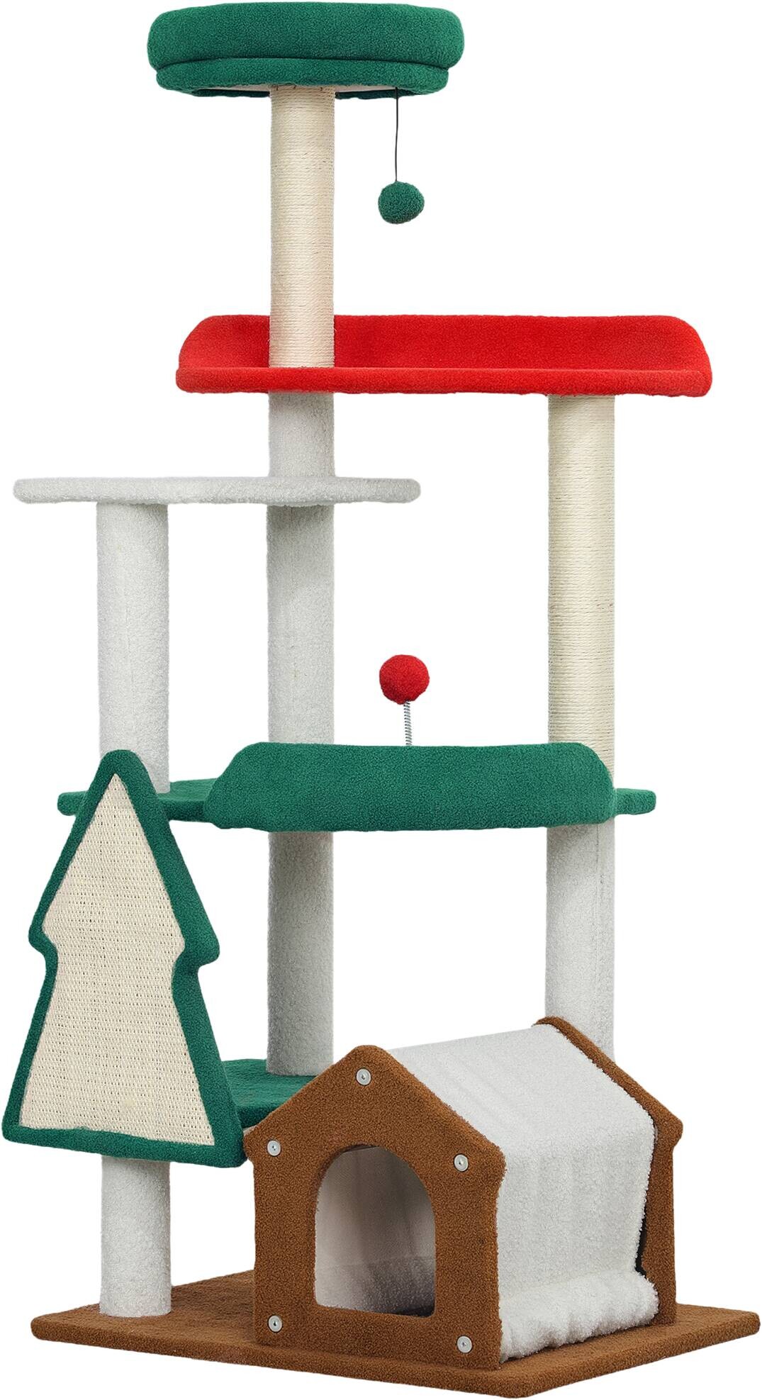 PawHut Kratzbaum mehrfarbig Spanplatte B/H/L: ca. 45x135x60 cm | 602146400