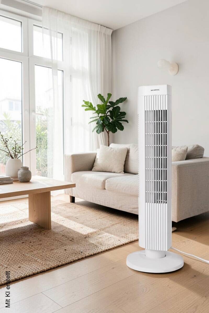 Opviq - Kumtel Standventilator weiß Kunststoff B/H/L: ca. 24,4x74,5x24,4 cm