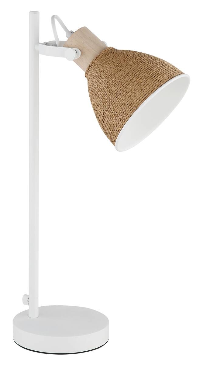 GLOBO Tischleuchte braun weiß Metall Holz B/H/L: ca. 15x50x19,5 cm E14 1 Brennstellen