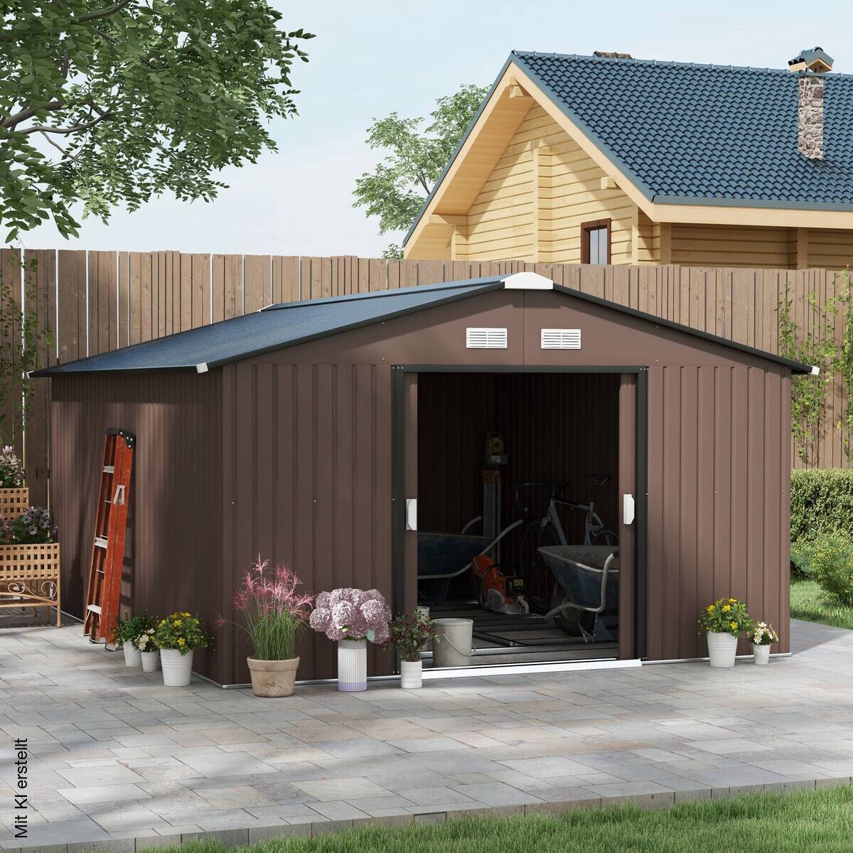 Outsunny Gerätehaus braun B/H/L: ca. 386x200x340 cm