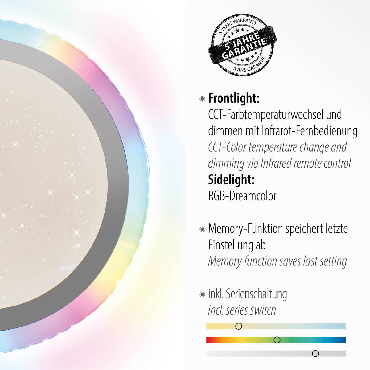 Just Light LED-Deckenleuchte Cyba klar silber Kunststoff Metall H/D: ca. 8x45 cm 2 Brennstellen