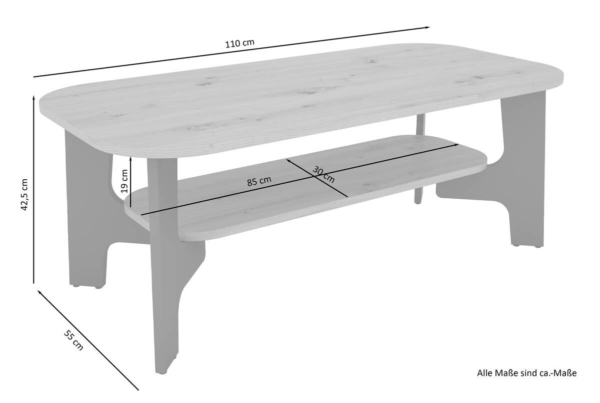Couchtisch JONNY Eiche Old Wood Nachbildung anthrazit anthrazit B/H/T: ca. 110x42,5x55 cm