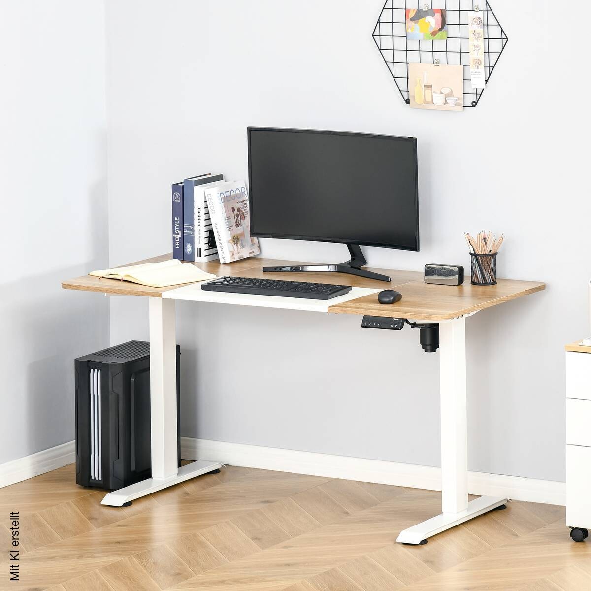 Schreibtisch 920-071V90WT natur Holz Nachbildung weiß B/H/T: ca. 140x116x70 cm