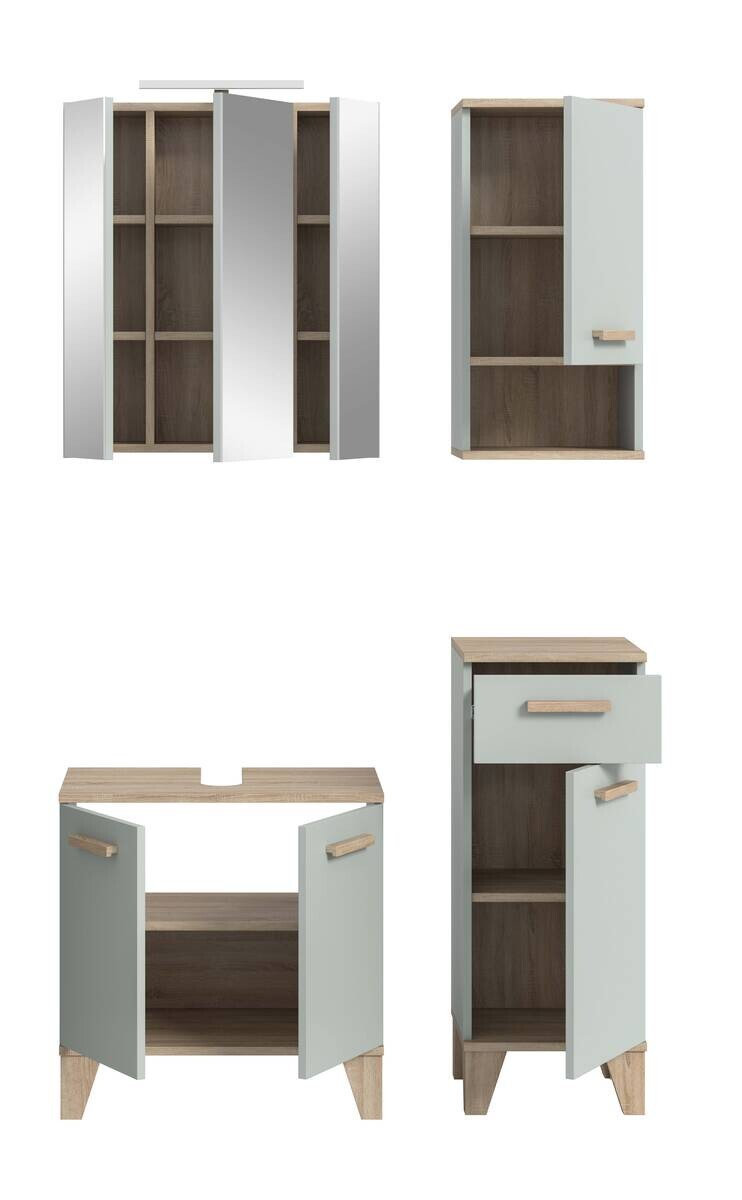 Badezimmer-Set STAR hellgrün Eiche hell Nachbildung B/H/T: ca. 109x190x34 cm